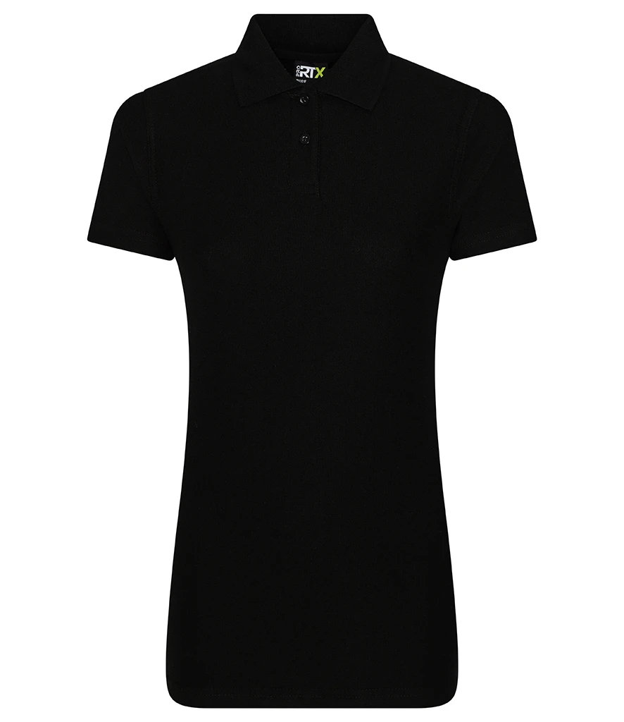 RH Ladies Polo Shirt with logo and title (Black, XS)
