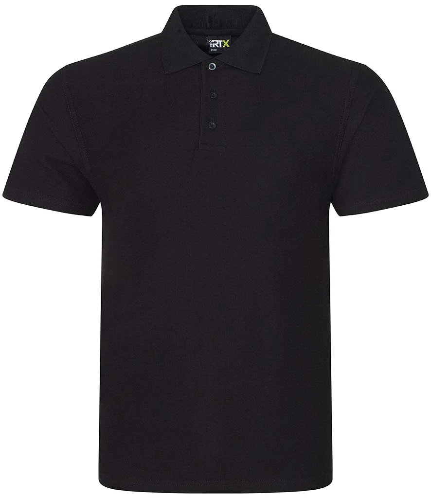RH Polo Shirt with logo and title (Black, XS)