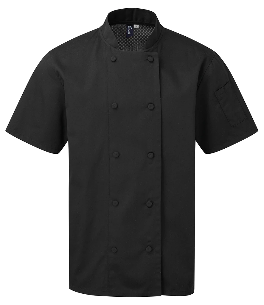 RH Chef's Jacket with logo and title (Black, XS)